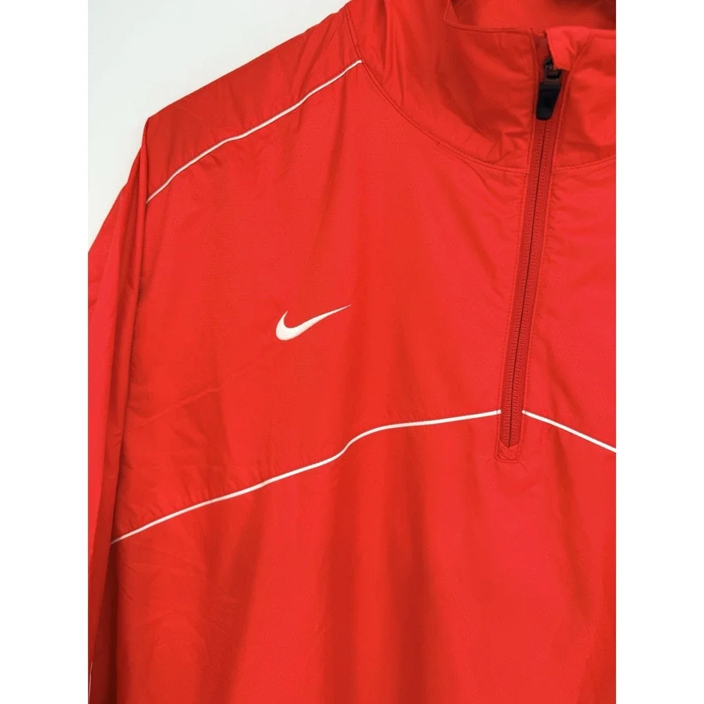 Nike Mens LARGE Ball State Football Red Windbreaker Quarter Zip Coach Jacket NEW